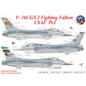UR32230 Sunrise 1/32 Decals for F-16CG/CJ Fighting Falcon USAF Pt.1 since then. inscriptions, FFA (removable lacquer substrate)