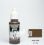 70316 Vallejo acrylic Paint `Panzer Aces` Dark mud / Dark Mud
