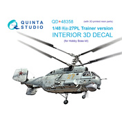 QD+48358 Quinta Stuido 1/48 3D Декаль интерьера кабины К@-27ПЛ, Учебно-тренировочный (HobbyBoss) (с 3D-печатными деталями)