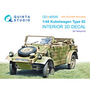 QD+48546 Quinta Studio 1/48 3D Декаль интерьера кабины Kubelwagen Type 82 (Tamiya) (с 3D-печатными деталями)