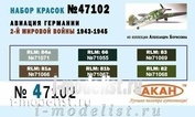 47102 akan Set of acrylic paints aviation Germany 2nd world war 1943-45 (in a set of cans of 10 ml.)