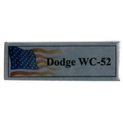 T378 Plate Plate for the American Army car Dodge WC-52, 60x20 mm, silver, US flag