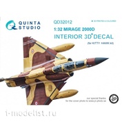 QD32012 Quinta Studio 1/32 3D Декаль интерьера кабины Mirage 2000D (для модели Kitty Hawk)