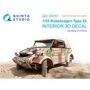 QD+35151 Quinta Studio 1/35 3D Декаль интерьера кабины Kubelwagen Type 82 (Meng VS-016) (с 3D-печатными деталями)