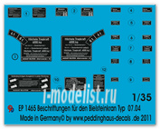 ep 1465 Peddinghaus-decals 1/35 Декаль markings for 6 ton Bielsteinkran Typ G07.04