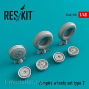 RS48-0250 RESKIT 1/48 Смоляные колеса для DH.100 Vampire (Тип 2)