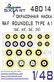 48014 SX-Art 1/48 Paint mask RAF rounds TYPE A1 (56