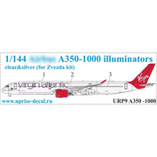 URP9 UpRise 1/144 Декаль для авиалайнера А350, иллюминаторы, прозрачные