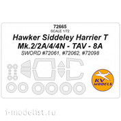 72665 KV Models 1/72 Маски для Hawker Siddeley Harrier T Mk.2 + маски на диски и колеса