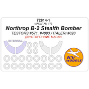 72814-1 KV Models 1/72 Окрасочная маска для Northrop B-2 Stealth Bomber (Testors #571, #4093 / ITALERI #020) - (двусторонние маски) + маски на диски и колеса