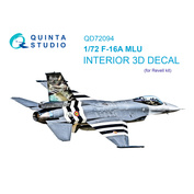 QD72094 Quinta Studio 1/72 3D Декаль интерьера кабины F-16A MLU (Revell)