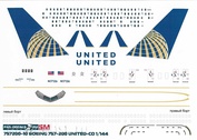 757200-10 PasDecals 1/144 Декаль на Boeng 757-200 UNITED co