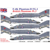UR32220 Sunrise 1/32 Decal for F-4K Phantom-II FG.1 British Phantoms Pt.3, without tech. inscriptions
