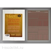 HDF-DT-3505 Wilder 1/35 Dry decal WWII German numbers for vehicles. Variant 1- Red