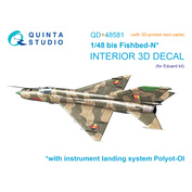 QD+48581 Quinta Studio 1/48 3D Декаль интерьера кабины MiGG-21БИС Поздний (с системой Полет-ОИ) (Eduard) (с 3D-печатными деталями