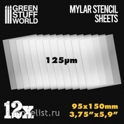 10354 Green Stuff World Small Mylar Stencil Sheets 95x150cm 12pcs / Small Mylar Stencil Sheets x12