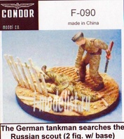 F-090 Condor 1/35 German tankman searches Russian scout, 2 figures with base