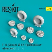 RS32-0025 RESKIT 1/32 Set of wheels for the F-16 (C) block 40-52 