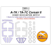 73051-1 KV Models 1/72 A-7K / TA-7C Corsair II (HOBBYBOSS #87209, #87212) - Двусторонние маски + маски на диски и колеса