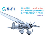 QDS-48582 Quinta Studio 1/48 3D Декаль интерьера кабины Westland Lysander Mk.I (Airfix) (малая версия)