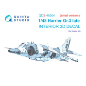 QDS-48304 Quinta Studio 1/48 3D Декаль интерьера кабины Harrier Gr.3 late (Kinetic) (Малая версия)