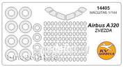 14405 KV Models 1/144 Набор окрасочных масок для Аirbus 320  + маски на диски и колеса