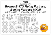 72102 KV Models 1/72  Набор окрасочных масок для  B-17 flying Fortess от фирмы Airfix
