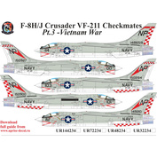 UR48234 UpRise 1/48 Декаль для F-8H/J Crusader VF-211 Checkmates Pt.2, с тех. надписями, FFA (удаляемая лаковая подложка)	