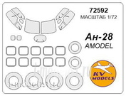 72592 KV Models 1/72 Набор окрасочных масок для Ан-28 + маски на диски и колеса