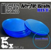 9300 Green Stuff World Акриловое основание, круглое, 55 мм - прозрачно-синее / Acrylic Bases - Round 55 mm CLEAR BLUE