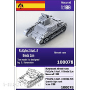 100078 Zebrano 1/100 Испанский легкий танк Pz.Kpfw.I Ausf A Breda 2 cm