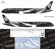 789-004 Ascensio 1/144 Scales the Decal on the plane Boeng 787-9 is Air New Zeland (Black Scheme)