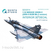 QD32014 Quinta Studio 1/32 3D Декаль интерьера кабины Mirage 2000B-5 (2000-5BGM Mk2) (для модели Kitty Hawk)
