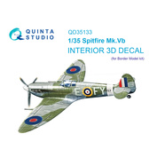 QD35133 Quinta Studio 1/35 3D Декаль интерьера кабины Spitfire Mk. Vb (Border model)