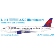 URP11 Sunrise 1/144 Decal for A320 airliner, portholes, transparent
