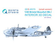 QDS-48379 Quinta Studio 1/48 3D Декаль интерьера кабины Bristol Beaufort Mk.I (ICM) (Малая версия)