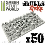 1387 Green Stuff World Набор черепов орков из смолы 50 шт. / 50x Resin ORK Skulls