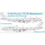 URP5 UpRise 1/144 Декаль для авиалайнера 747-8i, иллюминаторы, прозрачные
