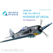 QD48156 Quinta Studio 1/48 3D Декаль интерьера кабины FW 190A-5 (для модели Hasegawa)