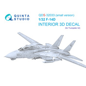 QDS-32033 Quinta Studio 1/32 3D Декаль интерьера кабины F-14D (Trumpeter) (малая версия)