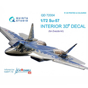 QD72004 Quinta Studio 1/72 3D Декаль интерьера кабины Су-57 (для модели Zvezda 7319) (серые и голубые панели) (перевыпуск QD720