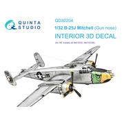 QD32204 Quinta Studio 1/32 3D Декаль интерьера кабины B-25J Mitchell Gun nose (HK models)