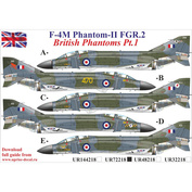 UR72218 SUNRISE 1/72 Decals for British F-4M Phantom-II FGR, FFA (removable lacquer substrate)