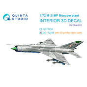 QD+72258 Quinta Studio 1/72 3D Декаль интерьера кабины MiGG-21МФ (Московского завода) (Eduard) (с 3D-печатными деталями)