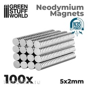 9063 Green Stuff World Neodymium Magnets 5 x 2 mm (100 pcs) (N35) / Neodymium Magnets 5x2mm - 100 units (N35)