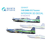 QD48437 Quinta Studio 1/48 3D Декаль интерьера кабины EMB-312 Tucano (Hobby Boss)