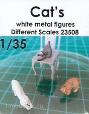23507 Different Scales 1/35 Коты 3 шт (белый металл)