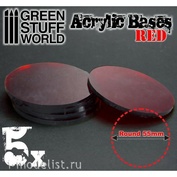 9301 Green Stuff World Акриловое основание, круглое, 55 мм - прозрачно-красное / Acrylic Bases - Round 55 mm CLEAR RED