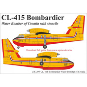 UR7299 Sunrise 1/72 Decals for CL-415 Bombardier of Croatia Water Bomber since then. inscriptions (removable lacquer substrate)