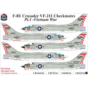 UR32216 Sunrise 1/32 Decals for F-8E Crusader VF-211 Checkmates Pt 1, FFA (removable lacquer backing)